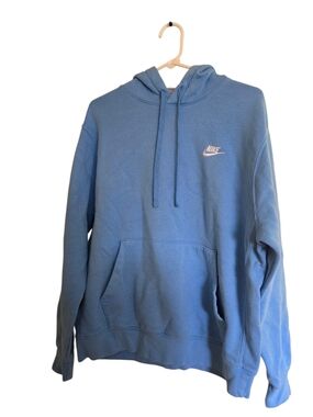 Nike Light Blue Pullover Hoodie with Chest Swoosh